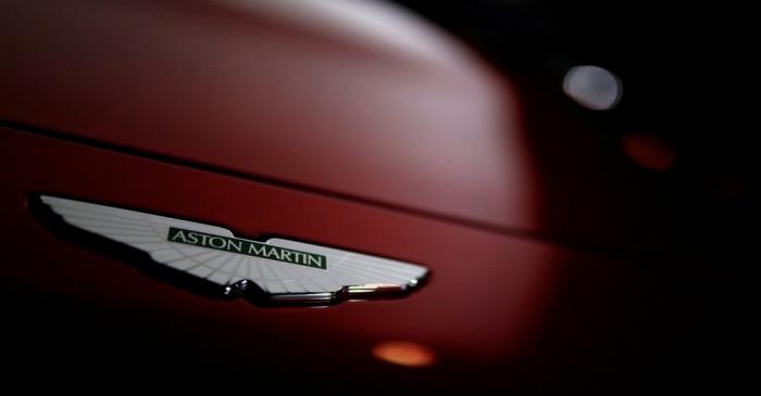 FILE PHOTO: A company logo is seen on the new Aston Martin Vantage car at a media event in
