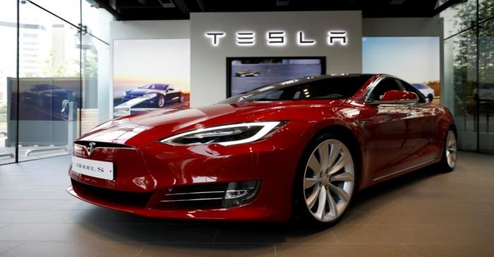 FILE PHOTO: A Tesla Model S electric car is seen at its dealership in Seoul