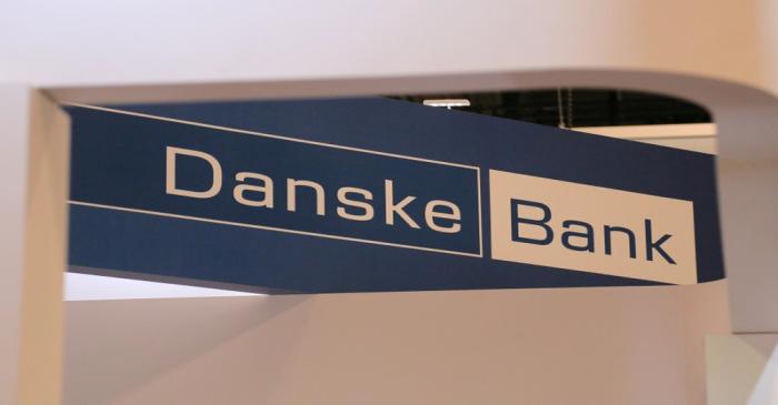 FILE PHOTO: A logo for Denmark's Danske Bank is seen at the SIBOS banking and financial