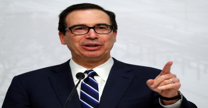 FILE PHOTO: U.S. Secretary of the Treasury Mnuchin speaks during a news conference at the G20