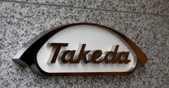 FILE PHOTO: Takeda Pharmaceutical Co's logo is seen at its new headquarters in Tokyo