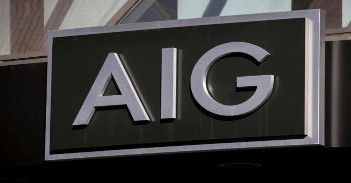 FILE PHOTO: The AIG logo is seen at its building in New York's financial district