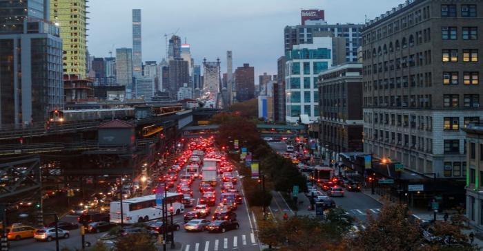 Traffic is seen in Long Island City, where Amazon.com is reportedly considering as part of its
