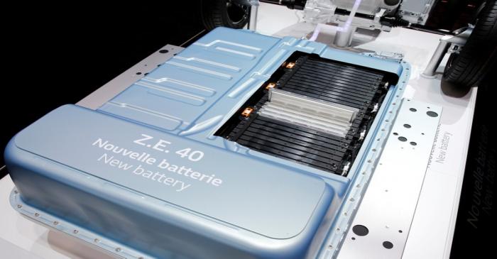 FILE PHOTO: The new battery of the Renault electric car Z.E. is displayed on media day at the