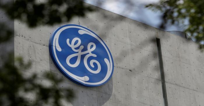 Logo of General Electric Co. is pictured at the Global Operations Center in San Pedro Garza