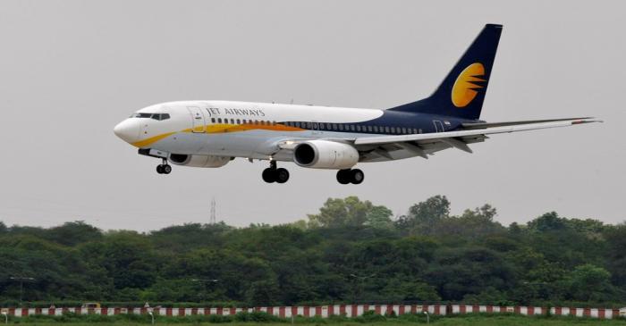 FILE PHOTO: Jet Airways passenger aircraft prepares to land at the airport in the western