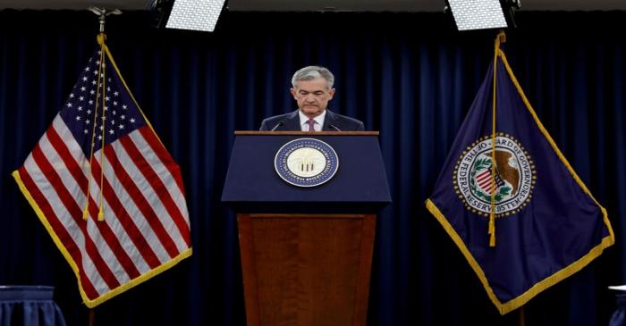 FILE PHOTO: FILE PHOTO: FILE PHOTO: Federal Reserve Board Chairman Jerome Powell holds a news