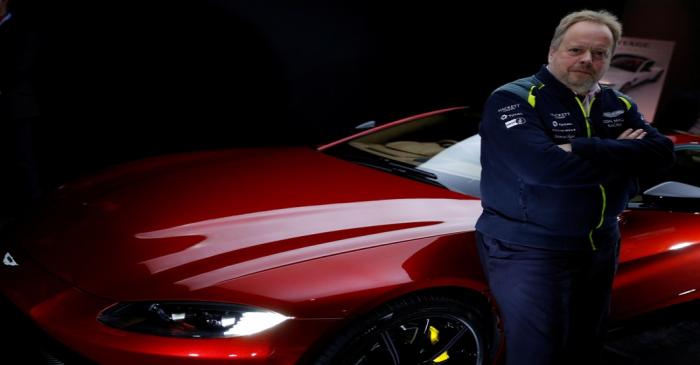 Andy Palmer, CEO of Aston Martin, poses for a photograph next to the company's new Vantage car