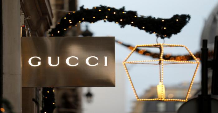 FILE PHOTO: A Gucci sign is seen outside a shop in Paris