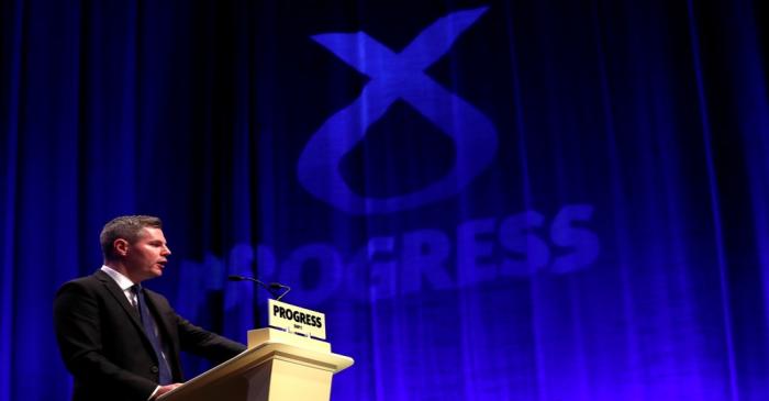 Scotland's Finance Minister, Derek Mackay, speaks at the Scottish National Party conference in