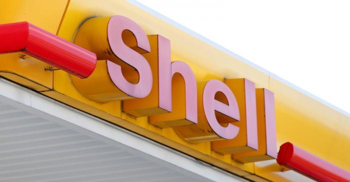 FILE PHOTO: The logo of a Shell petrol station is pictured in Ulm