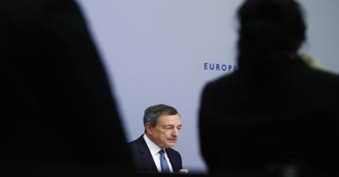 ECB President Draghi speaks during a news conference at ECB headquarters in Frankfurt
