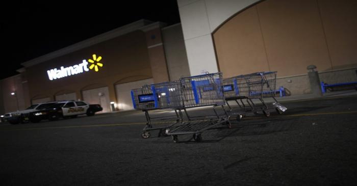 A Walmart store is seen on Thanksgiving day in North Bergan