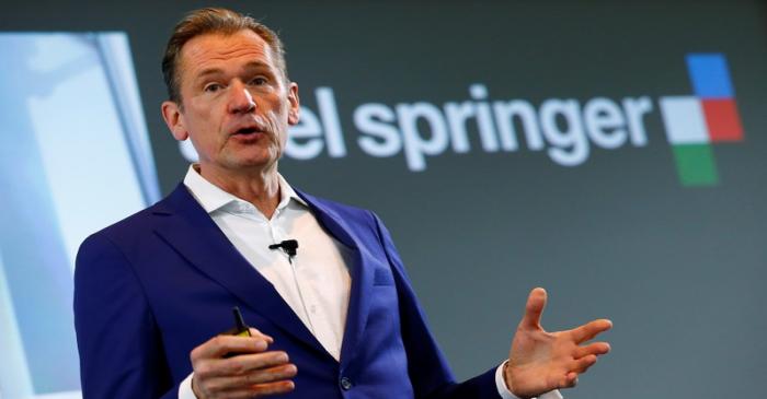 CEO of German publisher Axel Springer SE Doepfner holds a speech during the annual news