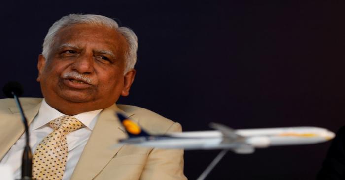 FILE PHOTO: Naresh Goyal, Chairman of Jet Airways speaks during a news conference in Mumbai