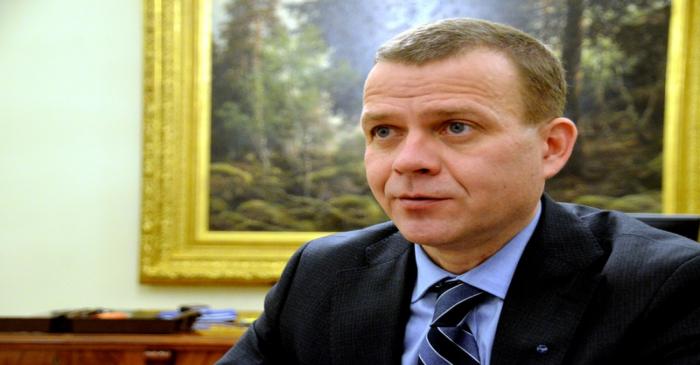 FILE PHOTO: FinlandÕs Finance Minister Orpo listens to the media in Helsinki