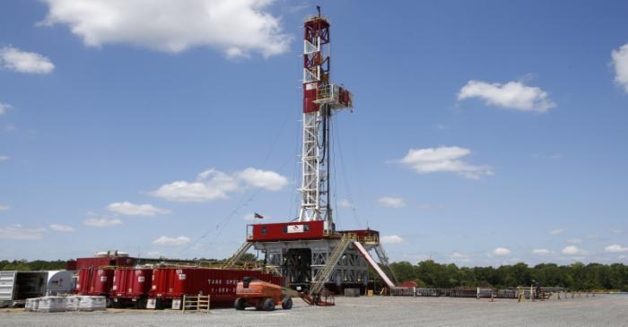 FILE PHOTO: A drill rig is pictured at the BP America Dracorex Gas Unit well site in Lufkin