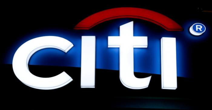 FILE PHOTO: The logo of Citibank is pictured at an exhibition hall in Bangkok