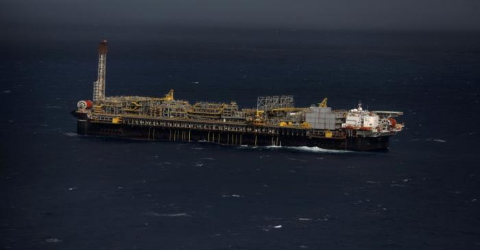 FILE PHOTO: General view of Brazil's Petrobras P-66 oil rig in the offshore Santos Basin in Rio