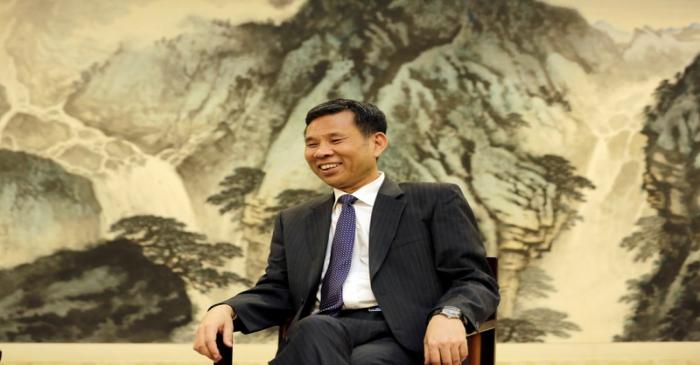 FILE PHOTO: Chinese Finance Minister Liu Kun speaks during an interview with Reuters at the