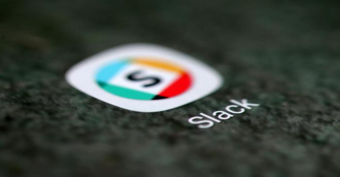 FILE PHOTO: The Slack app logo is seen on a smartphone in this illustration