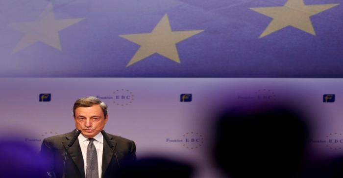 ECB President Draghi speaks during the 27th European Banking Congress at the Old Opera house in