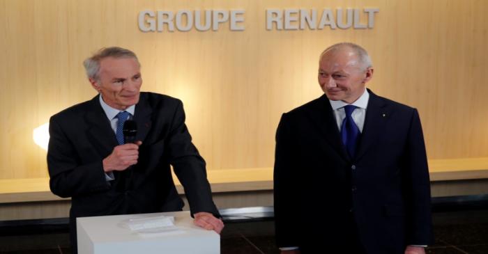 Jean-Dominique Senard, newly-appointed Chairman of Renault, and Thierry Bollore,