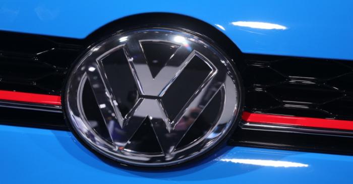 The Volkswagen logo is seen at the North American International Auto Show in Detroit, Michigan