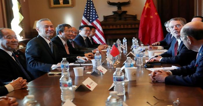 FILE PHOTO: U.S.-China officials participate in opening of US-China Trade Talks on White House