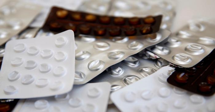 FILE PHOTO: Used blister packets that contained medicines, tablets and pills are seen, in this