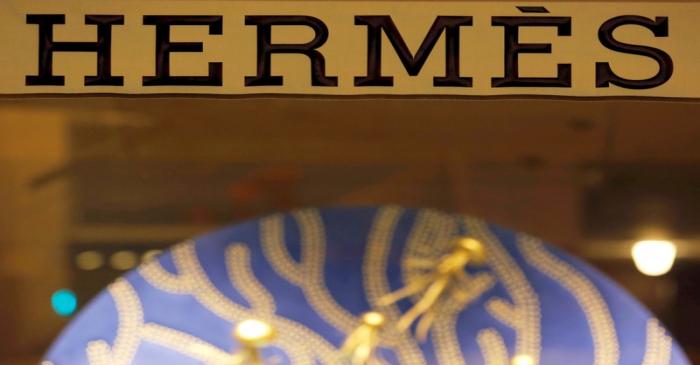 FILE PHOTO: The Hermes sign is pictured outside the shop in Bordeaux, France
