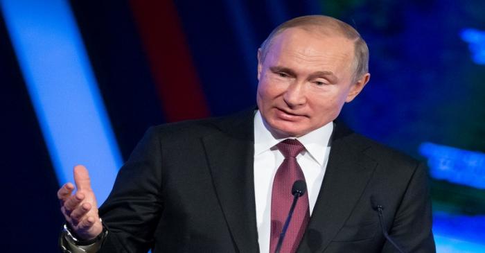 Russian President Vladimir Putin attends a business forum Delovaya Rossiya in Moscow