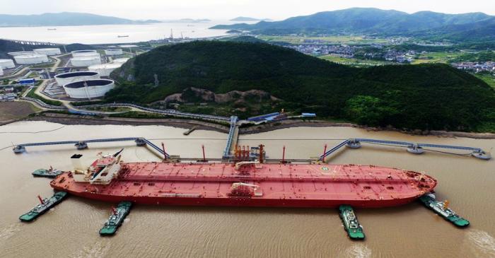 FILE PHOTO - Oil tanker is seen at a crude oil terminal in Ningbo Zhoushan port