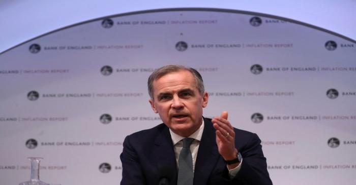 Governor of the Bank of England Carney attends news conference at Bank of England in London