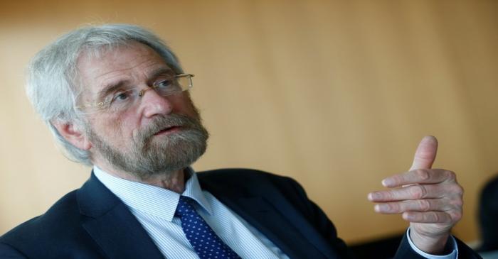 European Central Bank (ECB) executive board member Praet speaks during an interview with