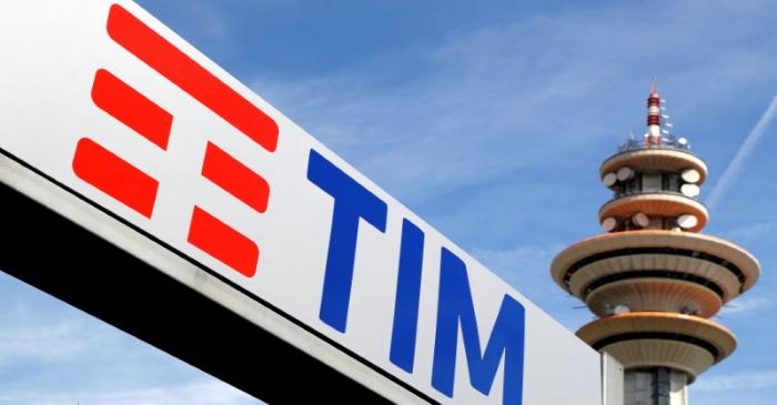 FILE PHOTO - Telecom Italia's logo at its Miolan headquarters
