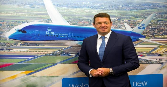 FILE PHOTO: Pieter Elbers, President and Chief Executive Officer of KLM, poses before a news
