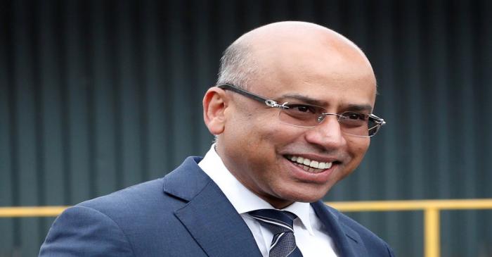 FILE PHOTO: Liberty Steel's Sanjeev Gupta smiles outside their newly acquired Liberty Steel
