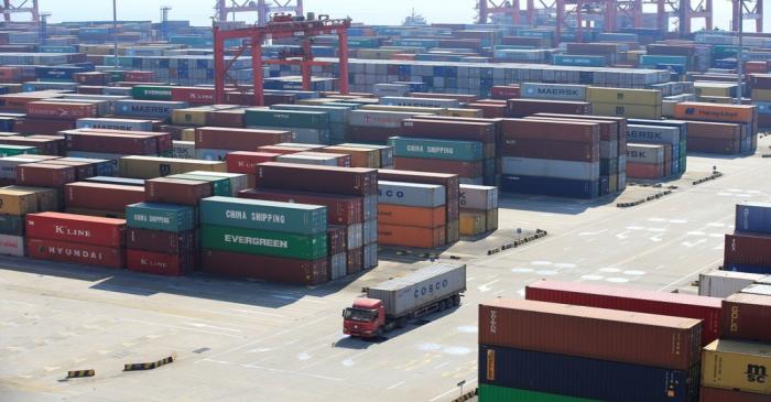 FILE PHOTO: Containers are seen at the Yangshan Deep Water Port, part of the Shanghai Free