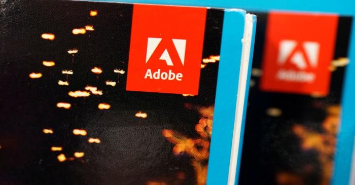 An Adobe Systems Inc software box is seen in Los Angeles