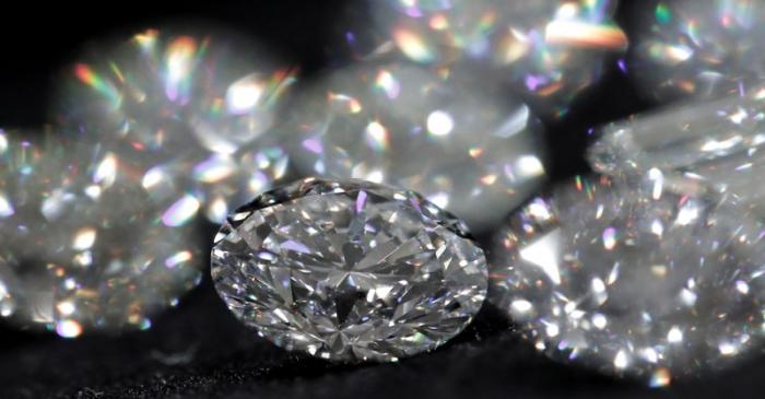 FILE PHOTO: Diamonds are pictured during an official presentation by diamond producer Alrosa in