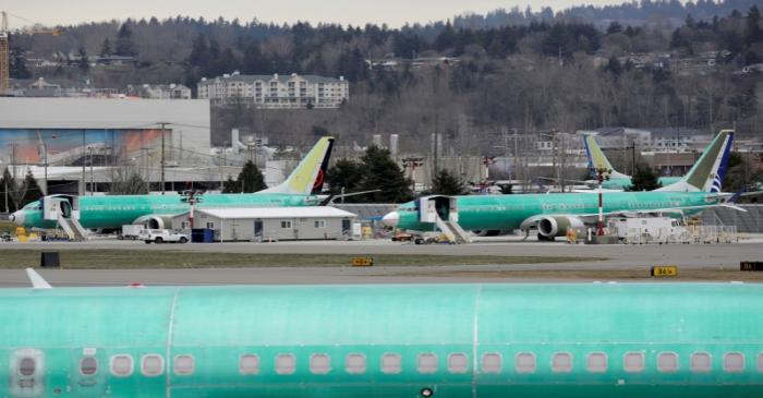 FILE PHOTO: Boeing 737 MAX aircraft are parked at a Boeing production facility in Renton