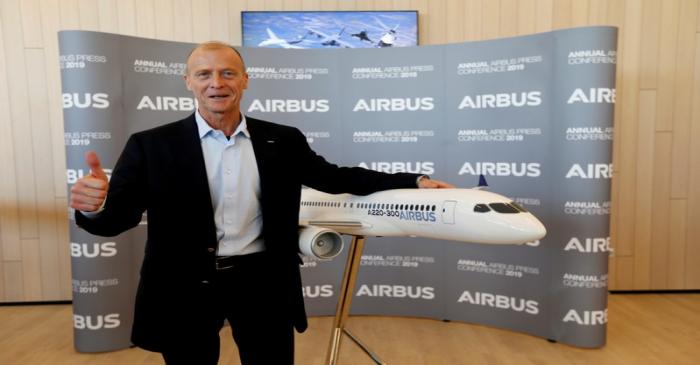 FILE PHOTO: Airbus CEO Tom Enders poses during the company's annual results news conference in