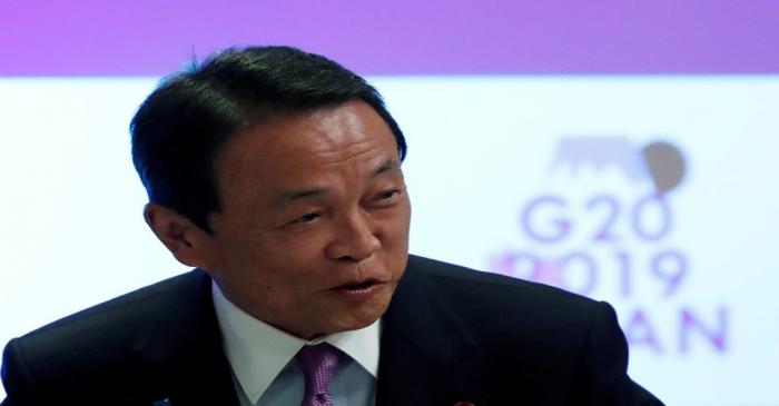 Japan's Finance Minister Taro Aso attends the G20 Finance and Central Bank Deputies Meeting in