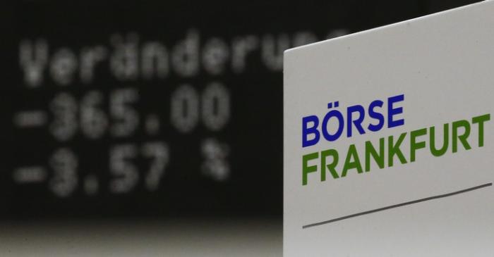 German share price index DAX board is seen at Frankfurt's stock exchange