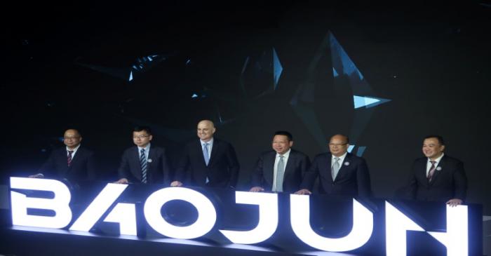 Shen Yang, general manager of SAIC-GM-Wuling Automobile, attends a Baojun launching event in