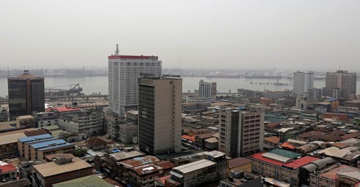 A general view shows the central business district in Nigeria's commercial capital of Lagos