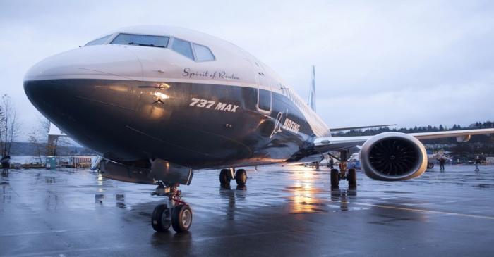 FILE PHOTO: FILE PHOTO: A Boeing 737 MAX 8 sits outside the hangar during a media tour of the