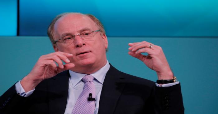 FILE PHOTO:  Larry Fink, Chief Executive Officer of BlackRock, takes part in the Yahoo Finance
