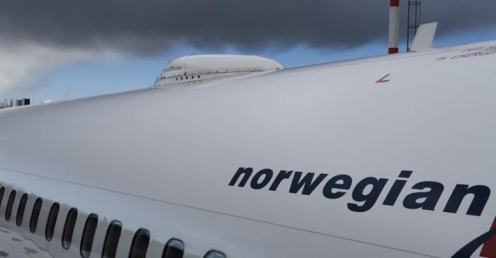 FILE PHOTO: Photo shows satellite antenna on the roof of a Norwegian Airways Boeing 737-800 at
